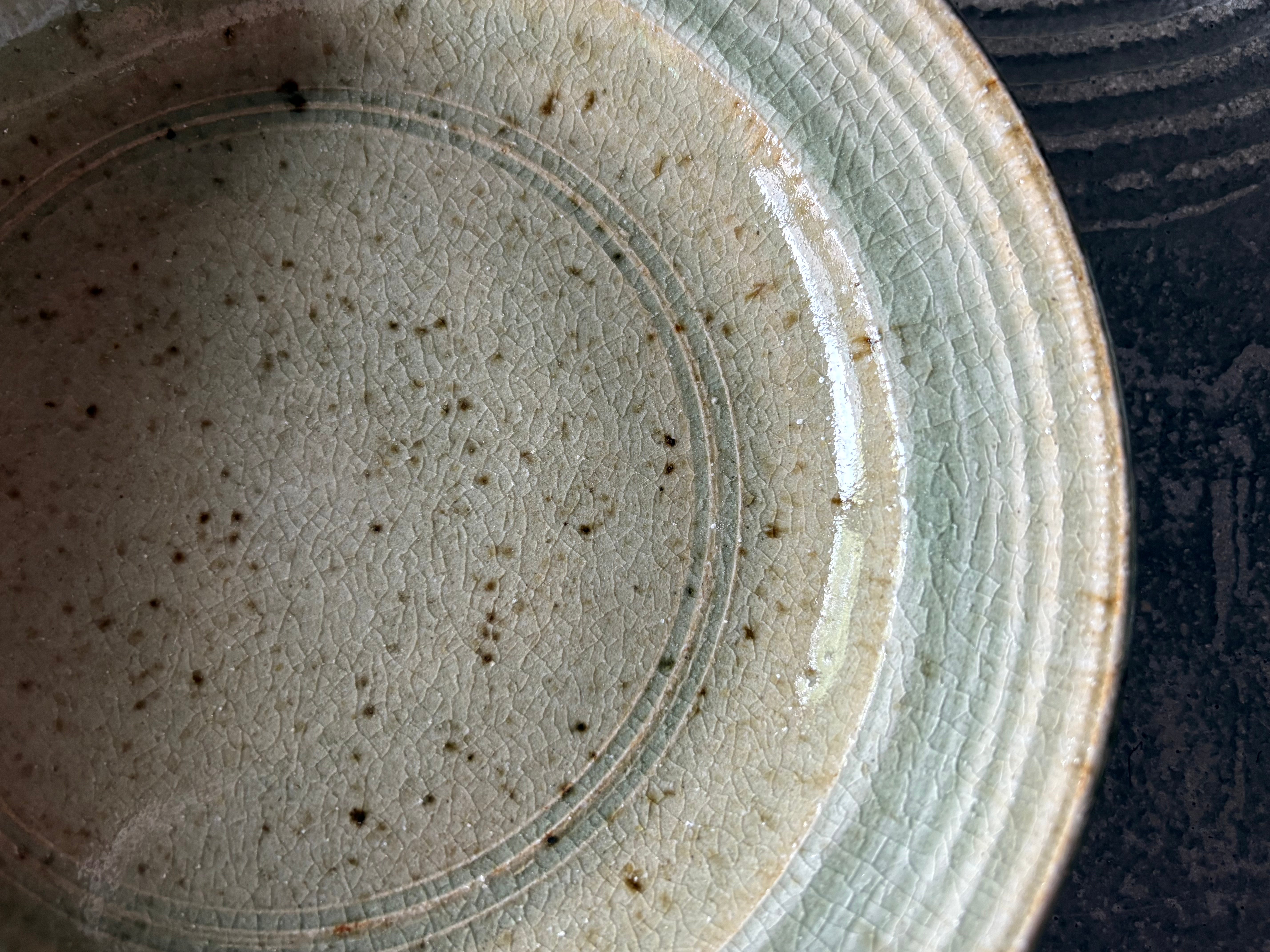 中嶋窯【秋田】中嶋健一　7寸皿イッチン灰釉40