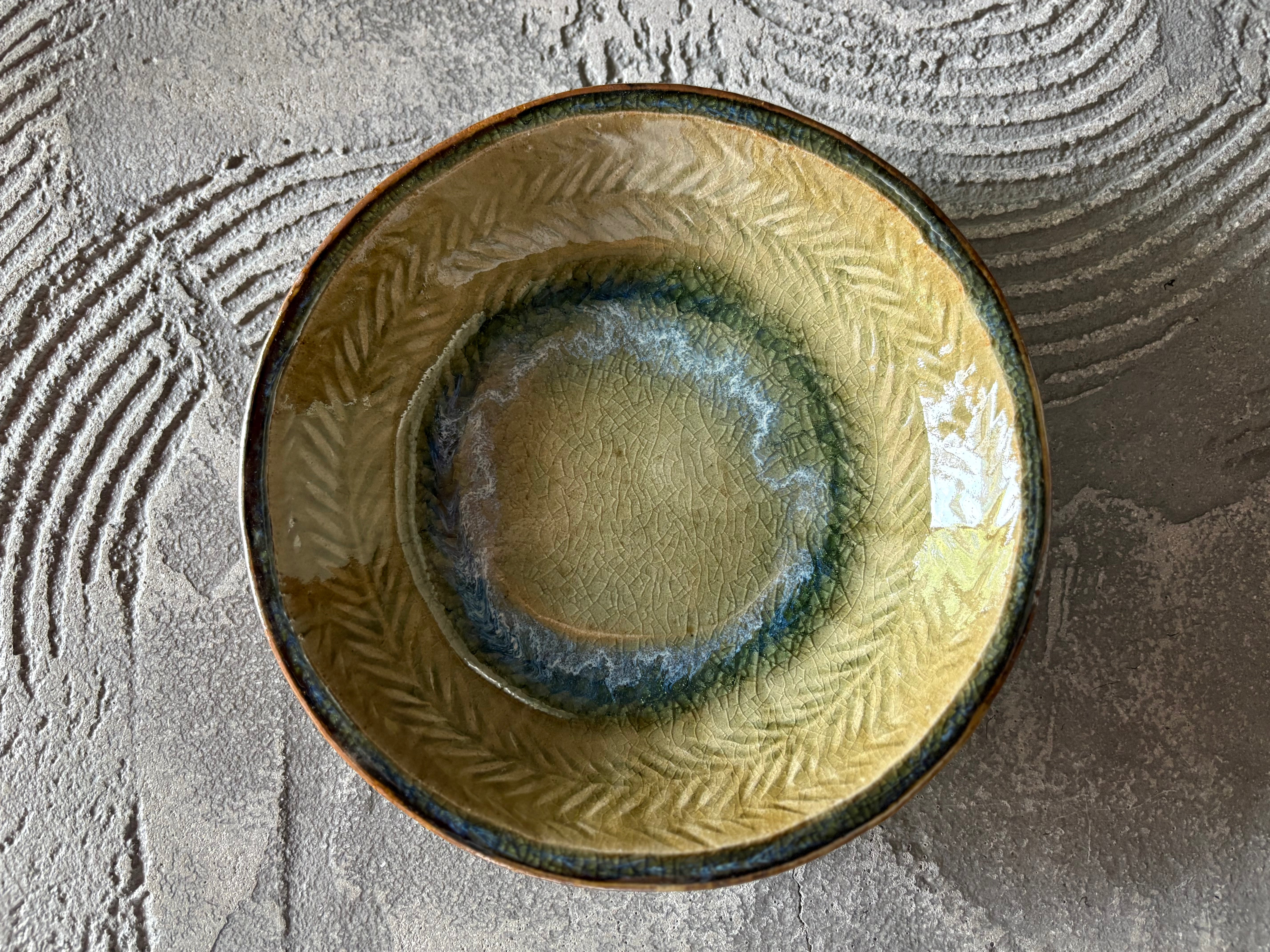 中嶋窯【秋田】中嶋健一　6.5寸丸鉢押紋灰釉32