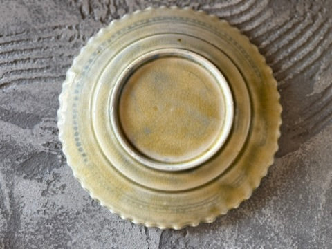 【京都】ヤマカワ　ミユキ　　6寸ひらひらリム皿　染付オヤ柄　24