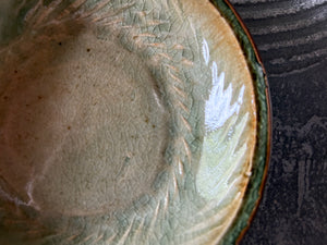 中嶋窯【秋田】中嶋健一　5.5寸丸鉢押紋灰釉中38