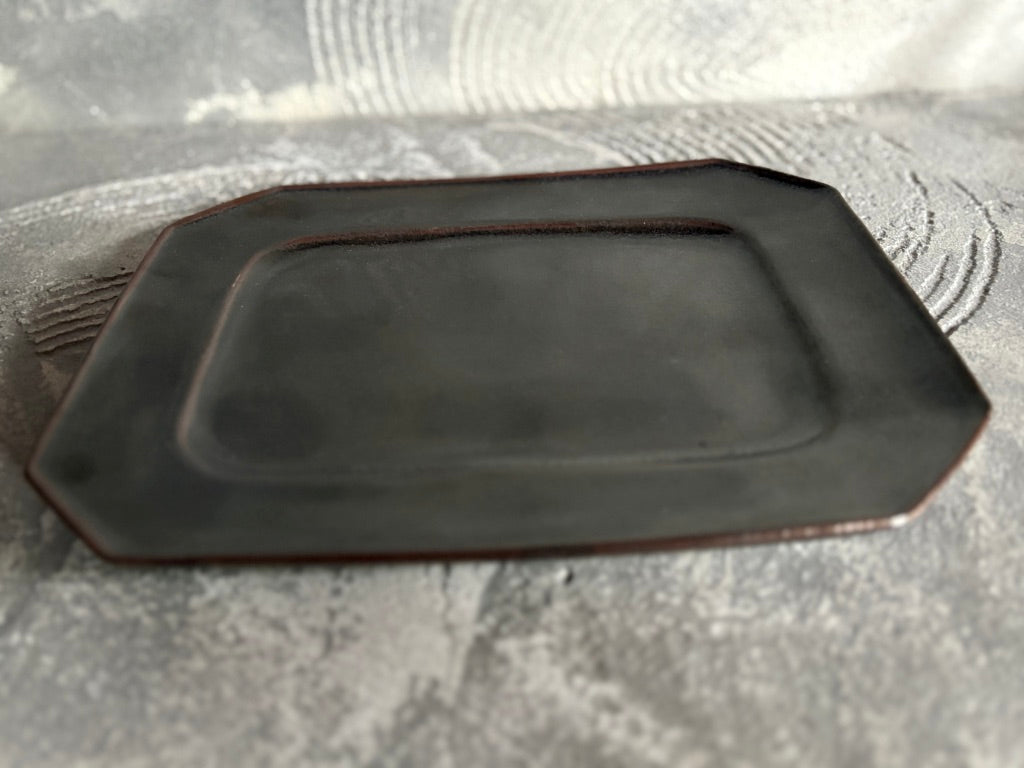 【栃木】今井　律湖　8角リムプレート皿大14