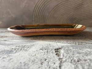 生畑皿山窯【京都】前野直史　スリップウエア呉須 長皿 23cm　82