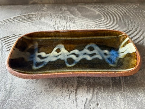生畑皿山窯【京都】前野直史　スリップウエア呉須 長皿 23cm　82