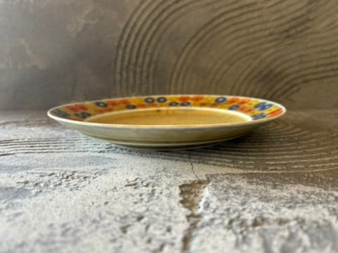 【京都】ヤマカワ　ミユキ　　6寸リム皿　色絵連珠紋　30