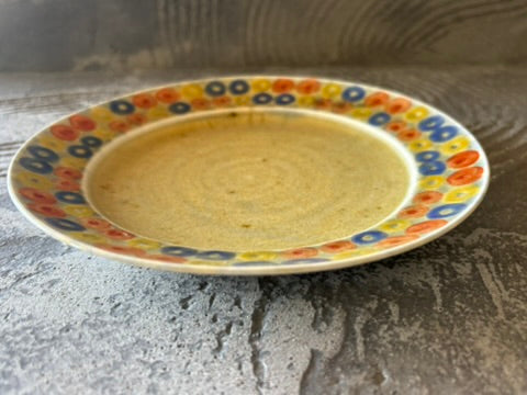 【京都】ヤマカワ　ミユキ　　6寸リム皿　色絵連珠紋　30