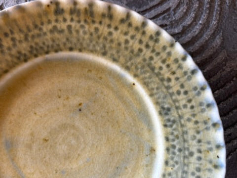 【京都】ヤマカワ　ミユキ　　6寸ひらひらリム皿　染付オヤ柄　25