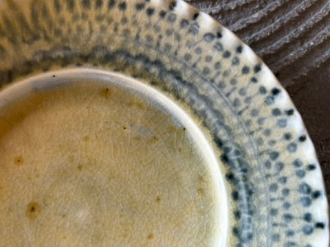 【京都】ヤマカワ　ミユキ　　6寸ひらひらリム皿　染付オヤ柄　24