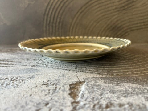 【京都】ヤマカワ　ミユキ　　6寸ひらひらリム皿　染付オヤ柄　24