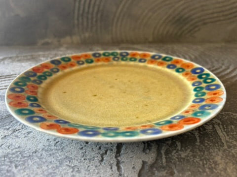 【京都】ヤマカワ　ミユキ　　6寸リム皿　色絵連珠紋　28