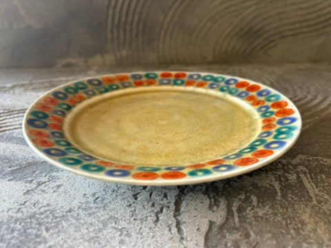 【京都】ヤマカワ　ミユキ　　6寸リム皿　色絵連珠紋　27