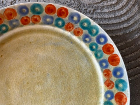 【京都】ヤマカワ　ミユキ　　6寸リム皿　色絵連珠紋　27