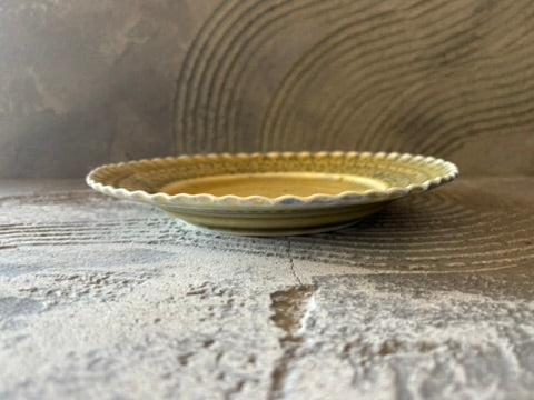 【京都】ヤマカワ　ミユキ　　6寸ひらひらリム皿　染付オヤ柄　25