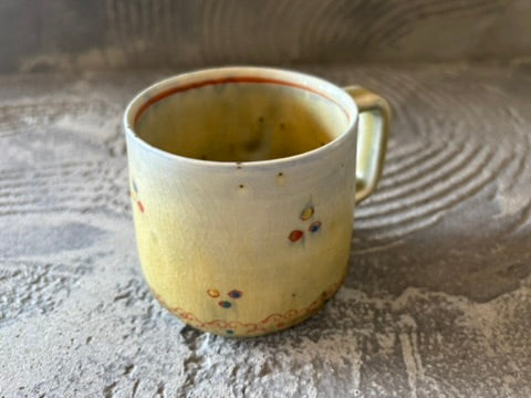 【京都】ヤマカワ　ミユキ　マグカップ　色絵　ふわふわ果実　9