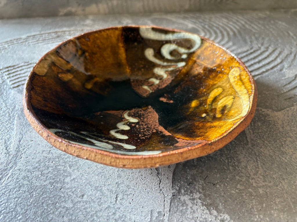 生畑皿山窯【京都】前野直史 スリップウエア 掛分　浅鉢18cm　29