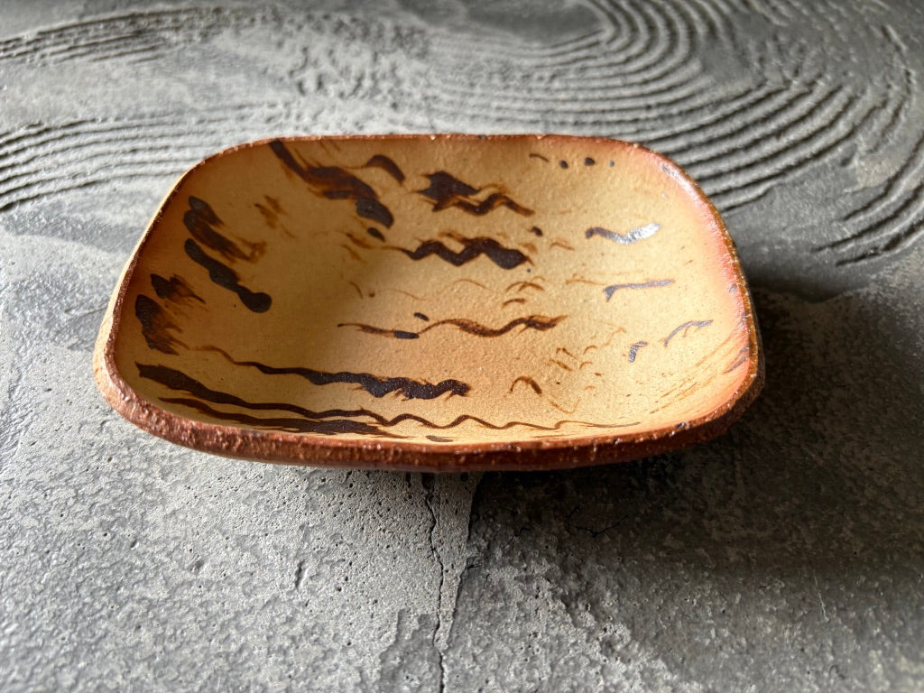 生畑皿山窯【京都】前野直史　泥三彩 角鉢 15cm8