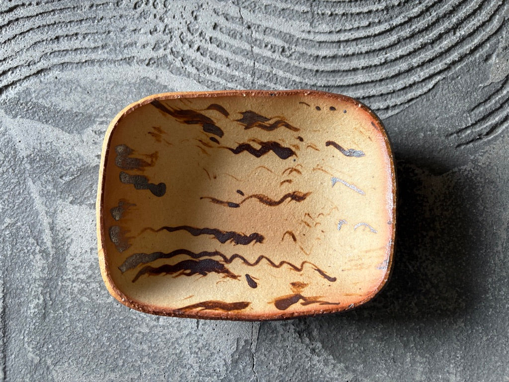 生畑皿山窯【京都】前野直史　泥三彩 角鉢 15cm8