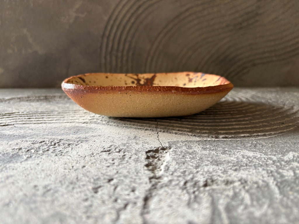 生畑皿山窯【京都】前野直史　泥三彩 角鉢 15cm　90