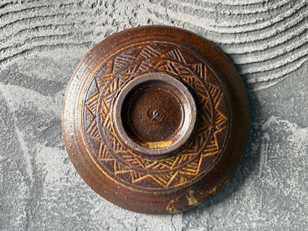 羅以音窯【福岡】江口誠基　香澄　アフリカ彫刻　5寸皿7