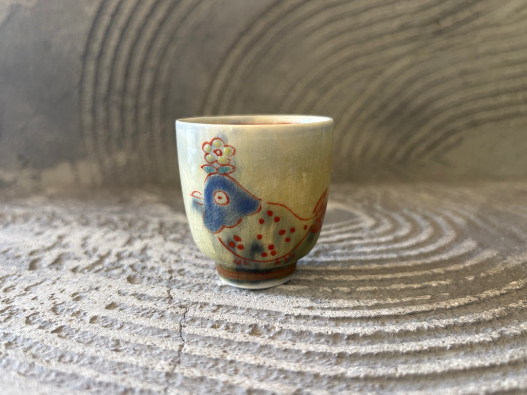 【京都】ヤマカワ　ミユキ　　酒盃　色絵ジャワの鳥　3