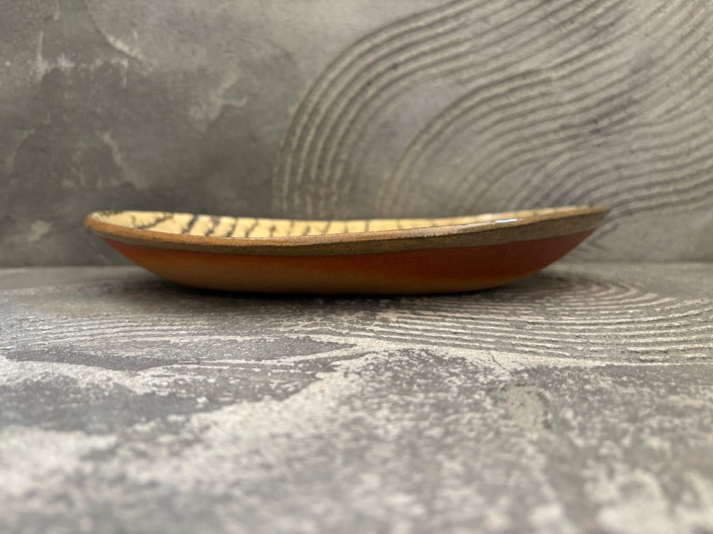 juro pottery【静岡】齊藤十郎　スリップウェア　オーバル皿J32