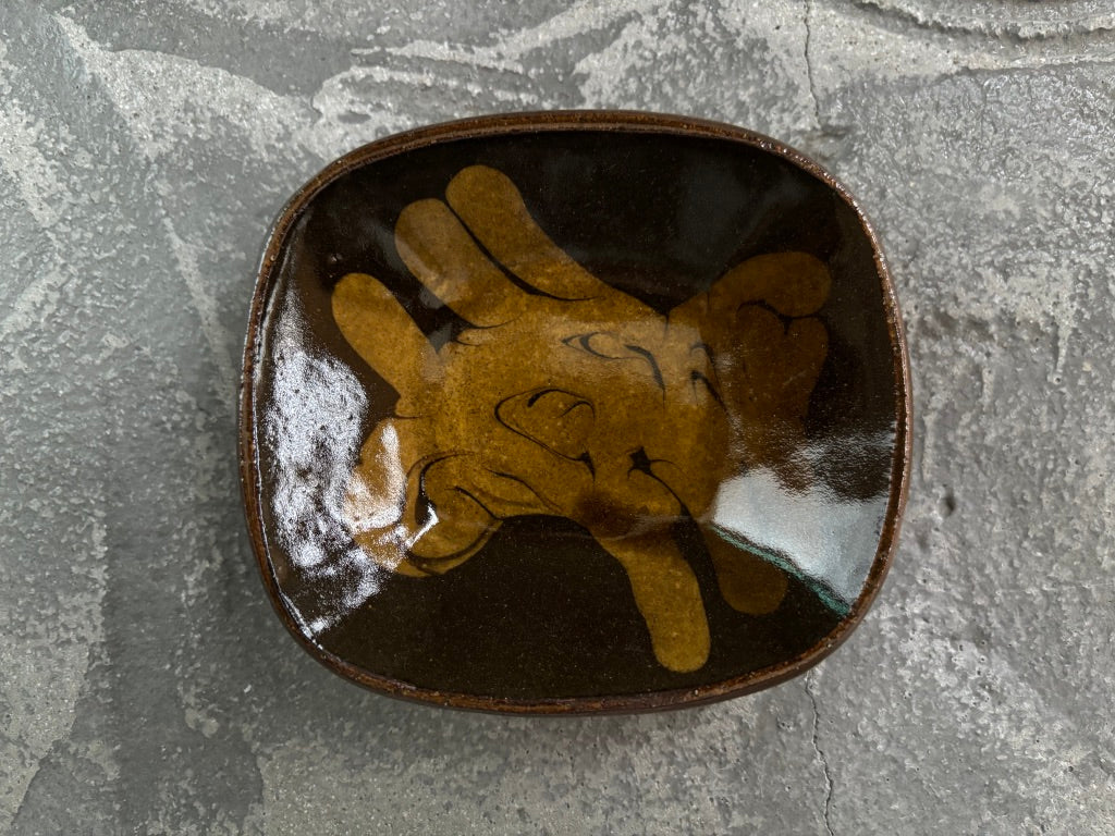 juro pottery【静岡】齊藤十郎　スリップウェア　角豆皿2