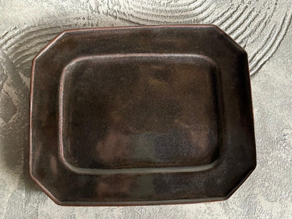 【栃木】今井　律湖　8角リムプレート皿大14