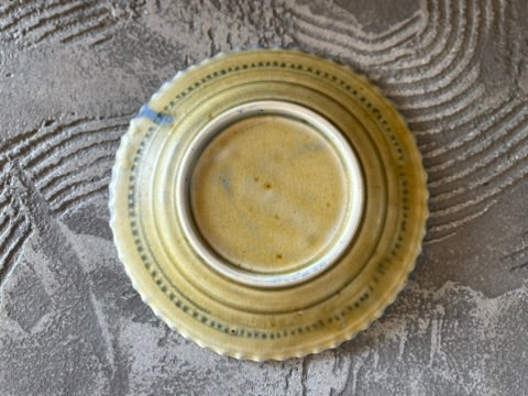 【京都】ヤマカワ　ミユキ　　6寸ひらひらリム皿　染付オヤ柄　25